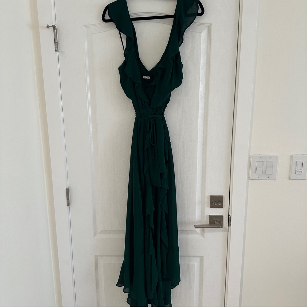 Reformation Green Ruffle Dress - Picture 3 of 13
